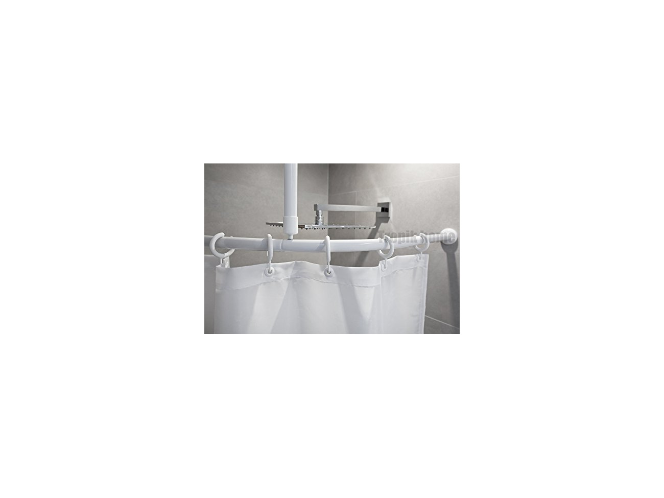 Buy Curved Shower Curtain Rail Pole Rod With Ceiling Bracket And