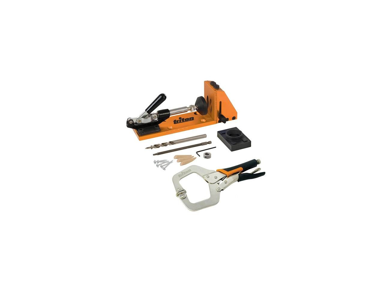 Triton Clamping Pocket-Hole Bench Jig Kit Clamp Screws Plugs /& Drive Bit TW8CPHJ