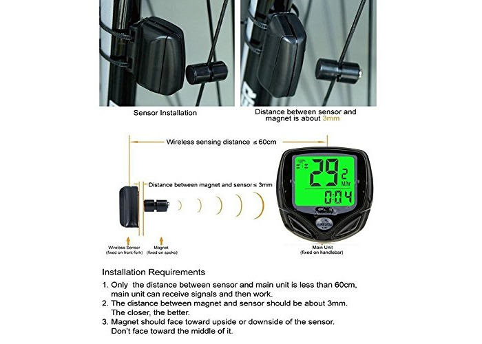 Bicycle Tachometer Wireless 16 Functions Waterproof Bicycle Computer Tachometer LCD Backlight Odometer Bike Computer for Cycling Realtime Speed Track Bicycle Computer Wireless