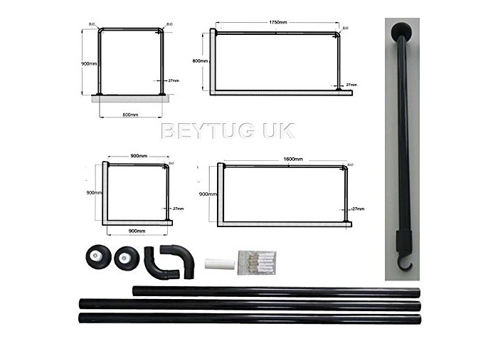 Buy Black Shower Curtain Rail Rod 4 Way Use L Shape U Shape With