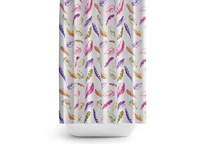 Buy Extra Long And Extra Wide Fabric Shower Curtain With Feathers