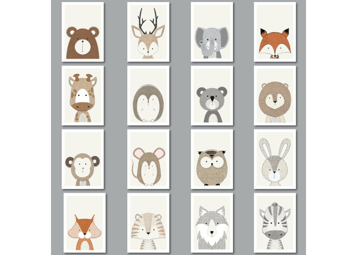 Modern Forest Jungle Animal Nursery Wall Decor Art Modern Forest Jungle Animal Nursery Wall Decor Art