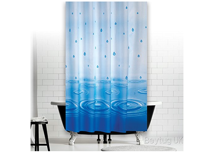 Buy Narrow Width Extra Long Beautiful Blue Drops Polyester Fabric