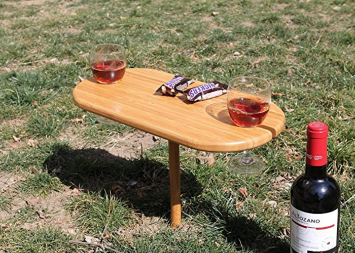 Portable 2 Person Bamboo Wine Snack Serving Table Tray In Portable 2 Person Bamboo Wine Snack Serving Table Tray 1