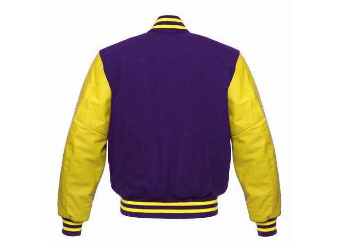 Blue Wool Varsity Letterman Bomber BASEBALL Jacket* White Pure Leather Sleeves