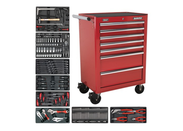 Buy Sealey Tbtrcombo 7 Drawer Rollcab Ball Bearing Slides Red