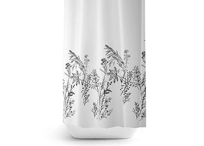Extra Wide And Long Fabric Shower Curtain With Floral Patterns