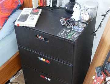 Rent Wilko 4 Drawer Faux Leather Storage Chest Brown In London
